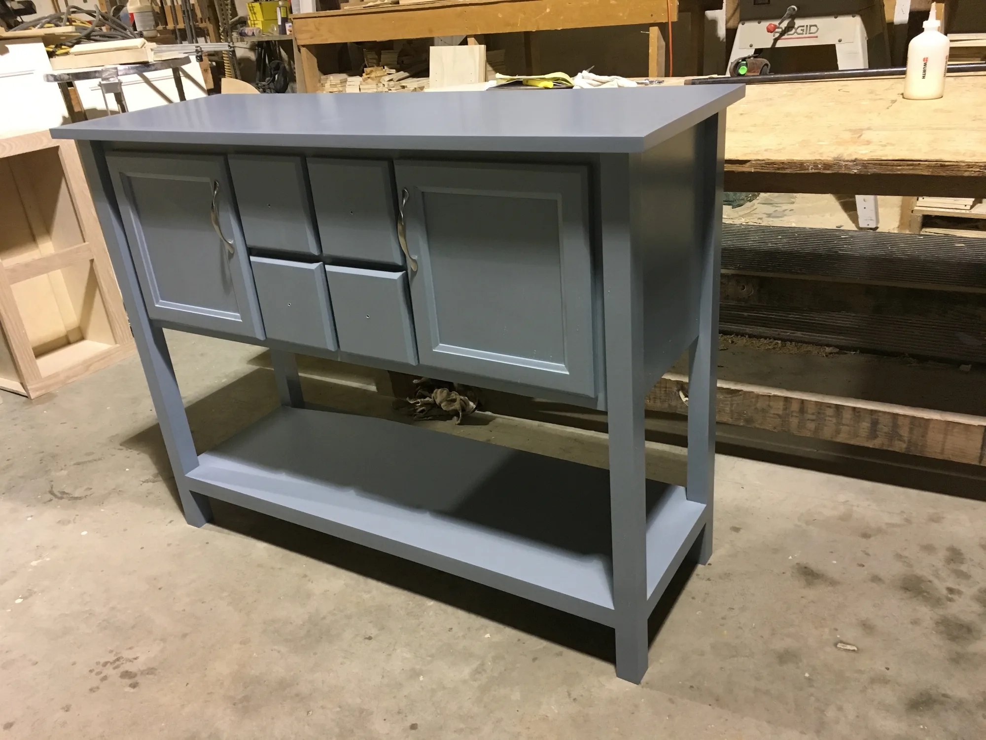 Handcrafted solid wood side table by Sims Custom Woodwork.
